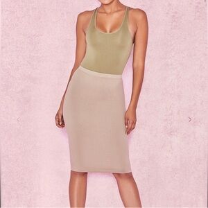House of CB Shahla Tan Pencil Skirt
